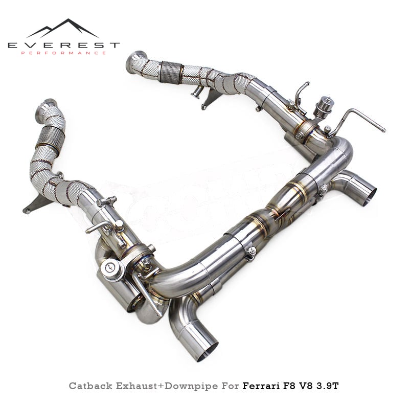 Custom Street Car Exhaust System for Ferrari F8 Spider/Tributo V8 3.9T 2019+ Straight Downpipe Valved X Pipe Catback Muffler