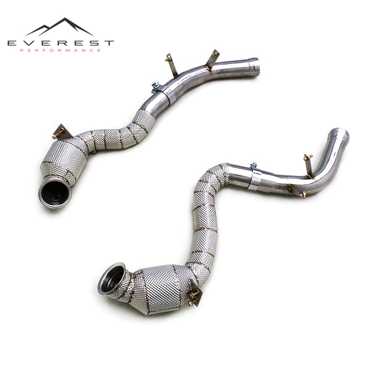 SS304 Exhaust Downpipe for Mercedes-Benz AMG GT63 GT63S 4.0TT 2019+ Heat Shielded High Flow Catted Downpipe 100 200 300 Cell
