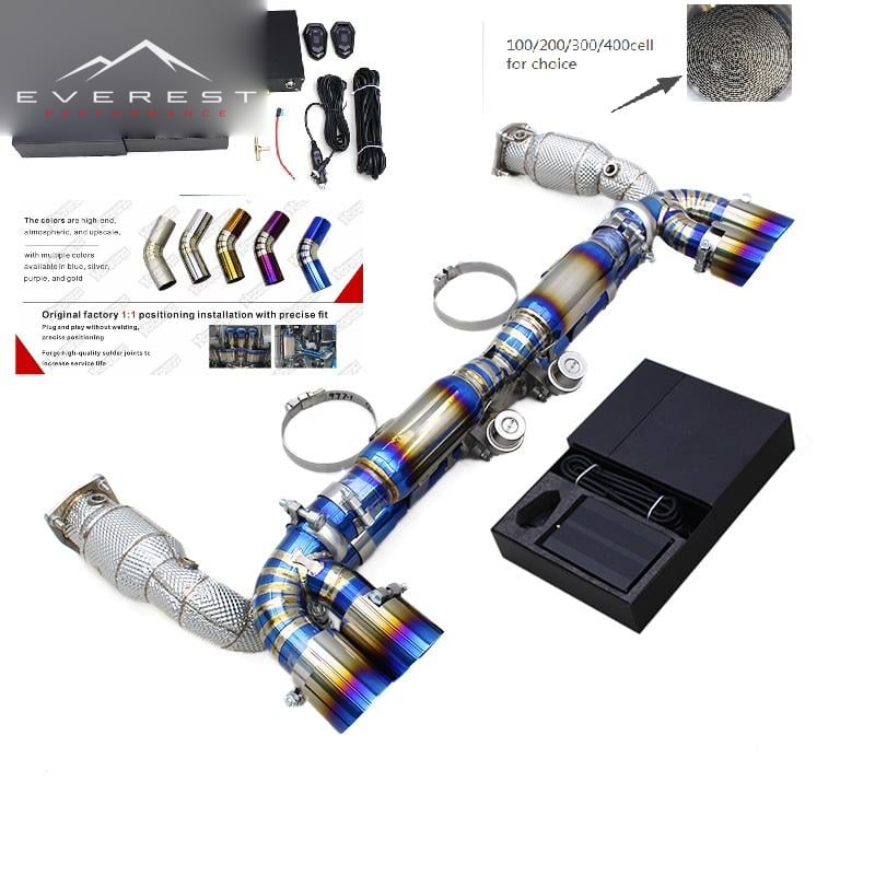 Custom Valved Sport Titanium Exhaust for Porsche 911 997/997.1 Turbo 3.6T 2004-2007 Cat Downpipe X-pipe Axle Back Enhanced Sound