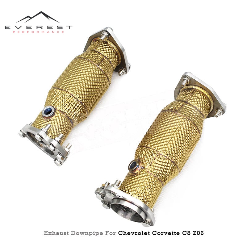 SS304 Performance With Heat Shield Downpipe Exhaust for Chevrolet Corvette C8 2019-2025 with Catalys 100/200/300 Cell