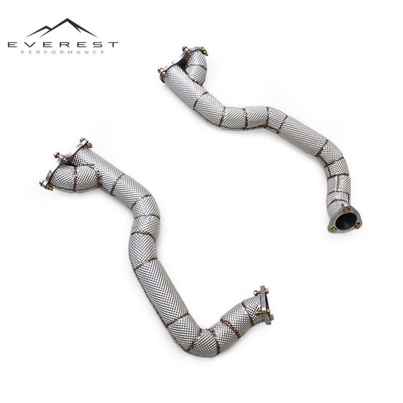 Custom Street Car Header Downpipe for Porsche 718 Cayman GT4 4.0L 2020-2022 with Heat Shield Stainless Steel Exhaust Muffler