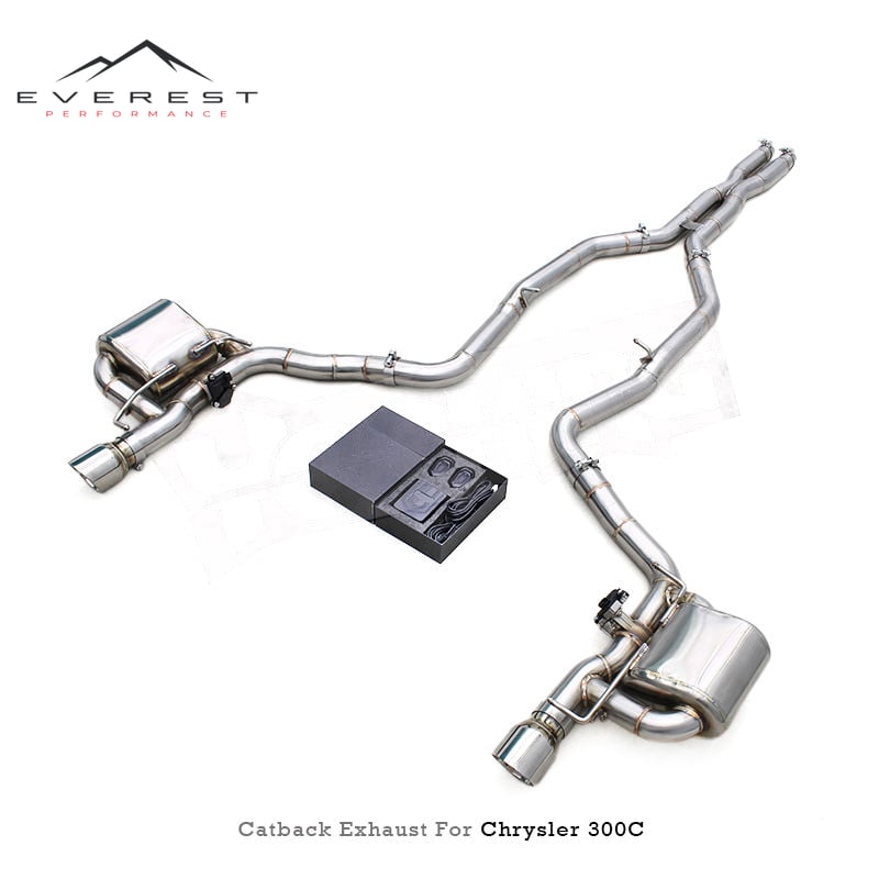 SS304 Valvetronic Catback Muffler Exhaust System for Chrysler 300C V8 5.7L 2005-2010 Enhanced Sound With Chrome Tips