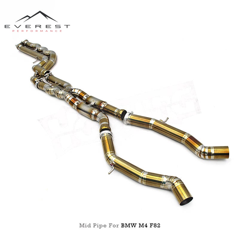 2.5inch Titanium Exhaust Pipe for BMW M3/M4 F80/F82/F83 S55 3.0T 2015-2017 Golden Color Equal Length Midpipe With Resonator