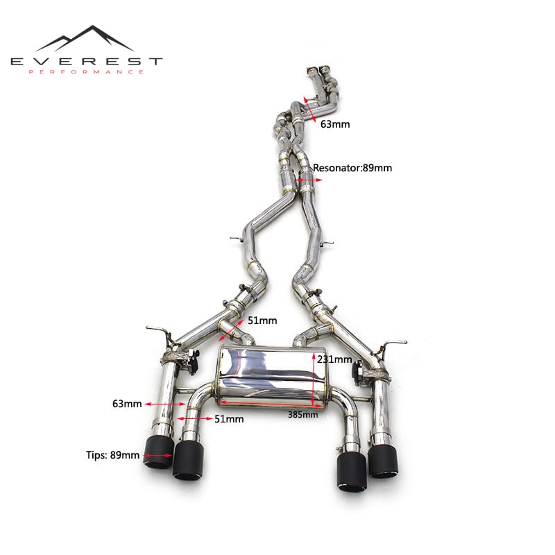 Racing Performance Valve Exhaust Catback for BMW M3/M4 F80/F82 S55 3.0T 2014-2019 Steel Equal Length Midpipe Muffler Pipe System