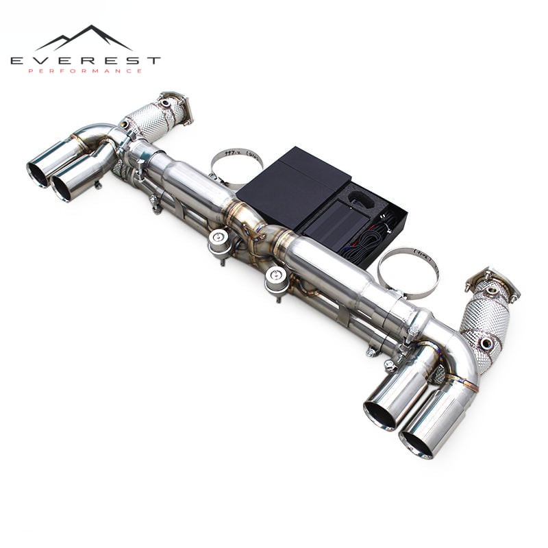 Racing 304 Stainless Steel Catback Exhaust Pipes for Porsche 911 997/997.2 Turbo 3.8T 2010-2013 Downpipe with Catalyst 300 Cells