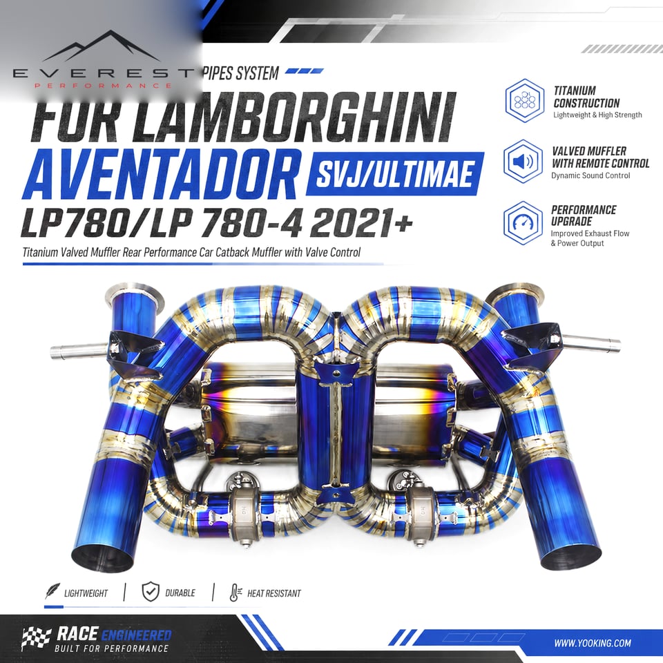 Racing Car Catback Exhaust Pipes System for Lamborghini Aventador SVJ/Ultimae LP780/LP 780-4 2021+ Titanium Valved Muffler Rear