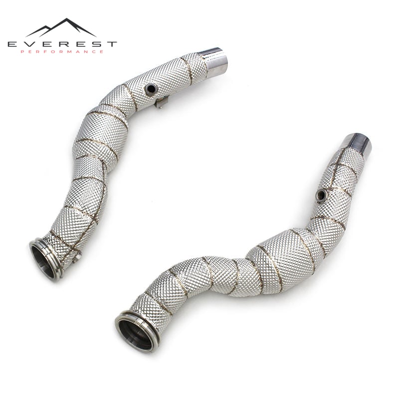 Racing SS304 Exhaust Downpipes for Maserati Ghibli 3.0T 2020-2023 100 200 300 Cell High Flow Catted Downpipes With Heat Shield