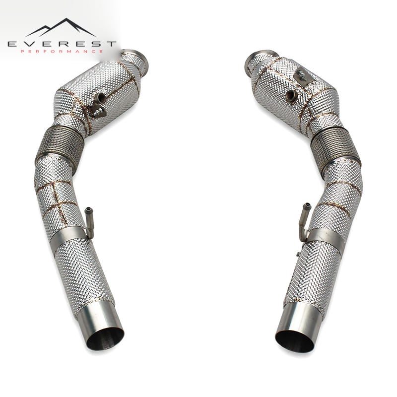 Stainless Steel Exhaust Downpipe with Catalyst for Alfa Romeo Stelvio Quadrifoglio 510 HP 2.9T 2018-2024 High Flow Pipe