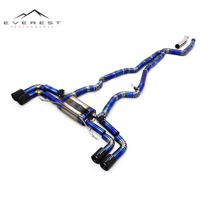 Performance Catback Muffler for BMW M240/M240i F22/G42 3.0T 2017-2023 Titanium Blue Pipe Valvetronic Exhaust System With MP Tips