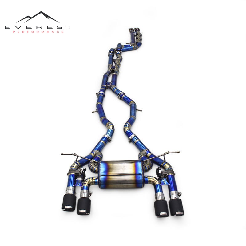 Racing Titanium Exhaust Pipes System for BMW M3 M4 F80 F82 3.0T 2015-2019 Valved Catback Exhaust Muffler With Black Carbon Tip