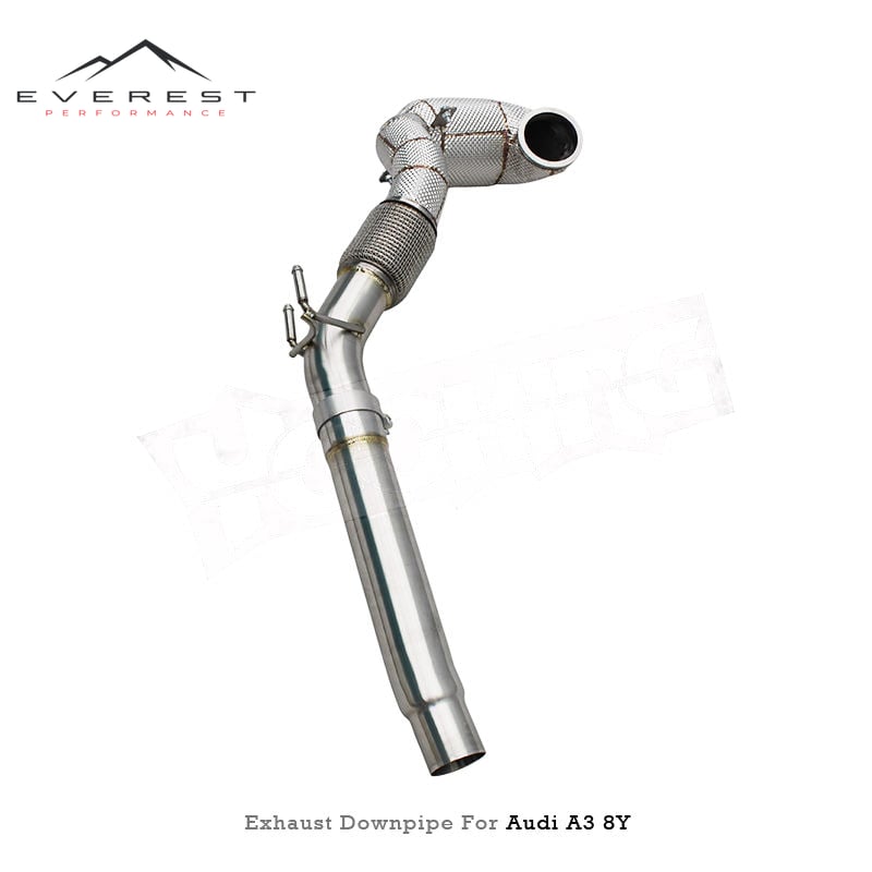 Stainless Steel Exhaust Pipes for Audi A3 8Y 2.0T 2020-2026 Catted Downpipe With Heat Shield