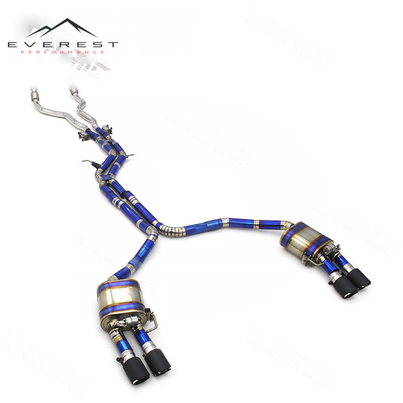 Auto Titanium Allooy Valved Catback Exhaust Pipes Front Pipe for Audi A6 C7 3.0T 2012-2018 With Carbon Fiber Tips