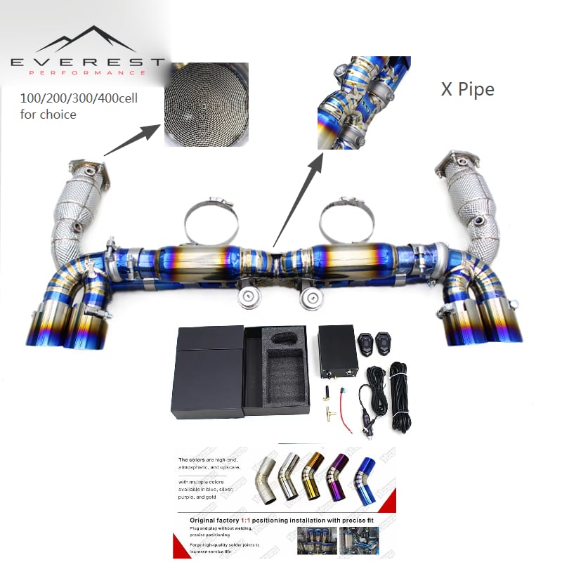 Race High Performance Catback for Porsche 911 997/997.1 Turbo 3.6T 2004-2007 Enhanced X-pipe Sound Axle Back With Catalyst Pipe