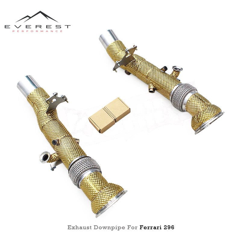 Straight Downpipe for Ferrari 296 GTB V6 3.0T 2021-2024 High Performance Heat Shield Exhaust Pipe System