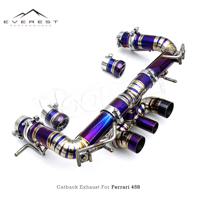 Custom Titanium Pipes Rear Section for Ferrari 458 Italia/Spider F136 V8 4.5L 2011-2016 Lightweight Valved Sport Exhaust System
