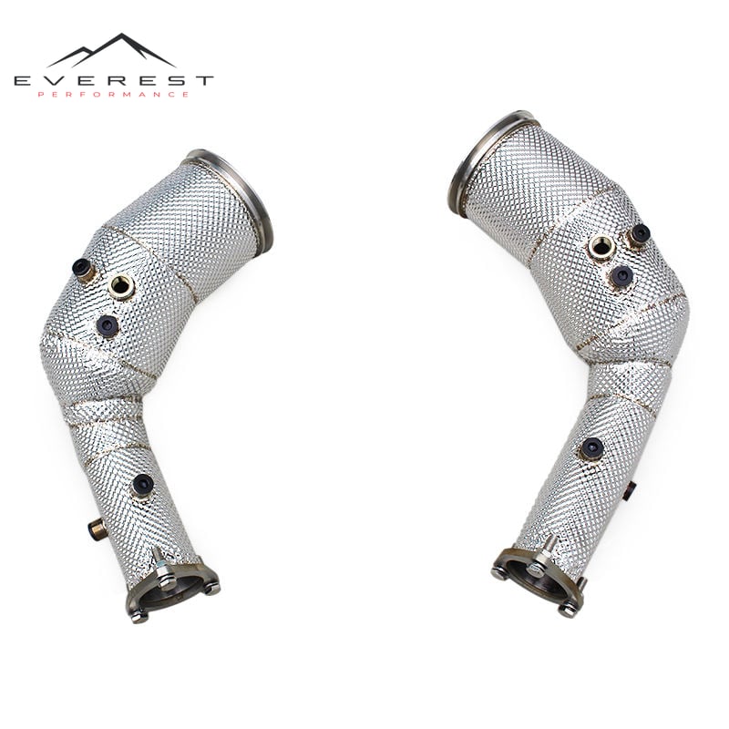 Heat Shield Exhaust Pipe for Audi RS6 C8 4.0T 2021-2023 Stainless Steel Free Flow Downpipe