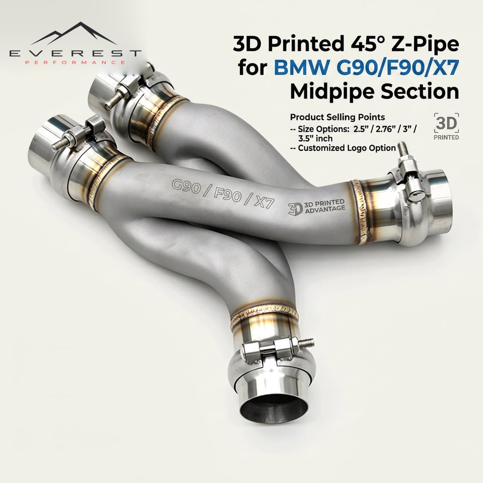 3D Printing 45° Z Pipe for BMW G90/F90/X7 Midpipe Section Z/X Stainless Steel Exhaust Pipe 2.5''/2.76''/3''/3.5''