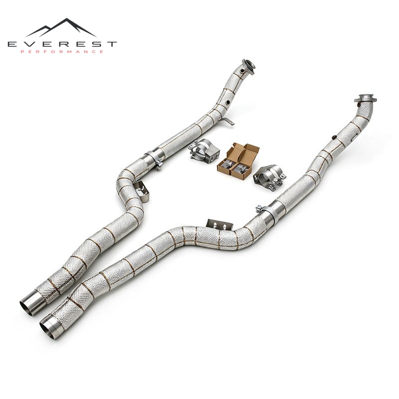 SS304 Exhaust Downpipe for Mercedes-Benz CLS63/CLS63S AMG W218 5.5L 2007-2017 With Heat Shield Free Flow Downpipes