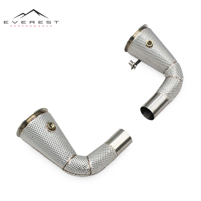 Performance Downpipe for Porsche 911 992 Turbo S Carrera High Flow SS304 Stainless Steel Exhaust Pipe Heat Shield Racing