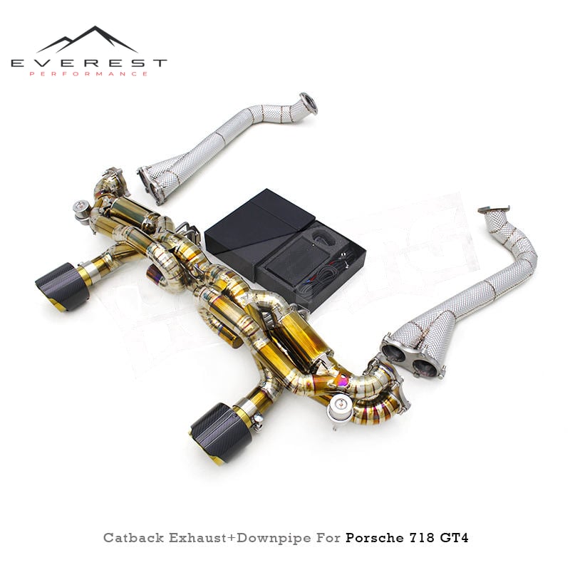 Titanium Catback Exhaust Pipe SUS304 Downpipe for Porsche 718 Cayman Spyder GTS/GT4 4.0L Exhaust Pipes Muffler Valve System