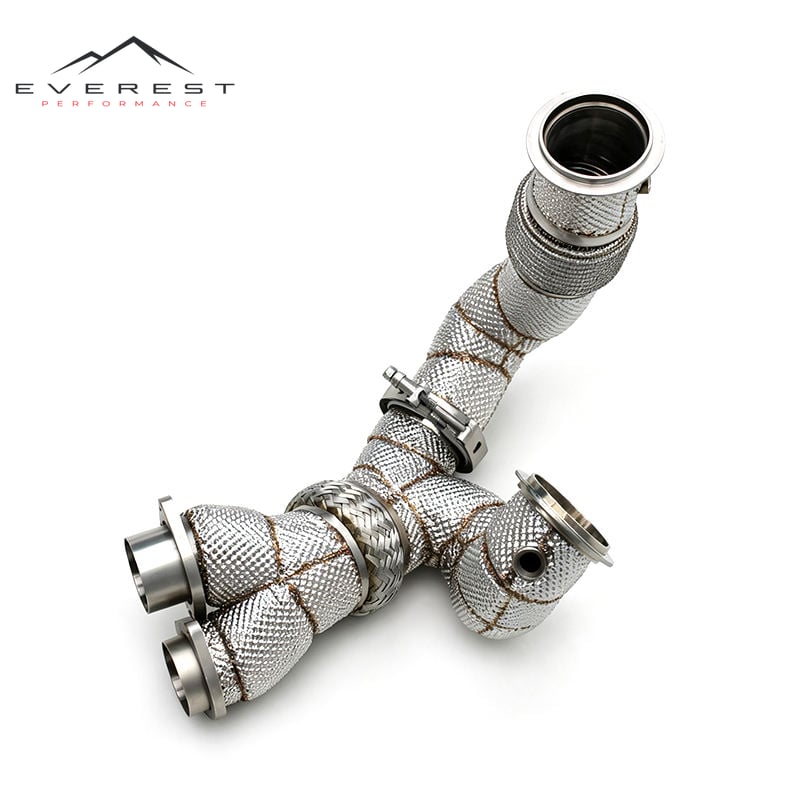 SS304L Exhaust Downpipe X Pipes for BMW M3/M4 F80/F82/F83 S55 3.0T 2014-2019 High Quality with Heat Shield Free Flow Downpipes