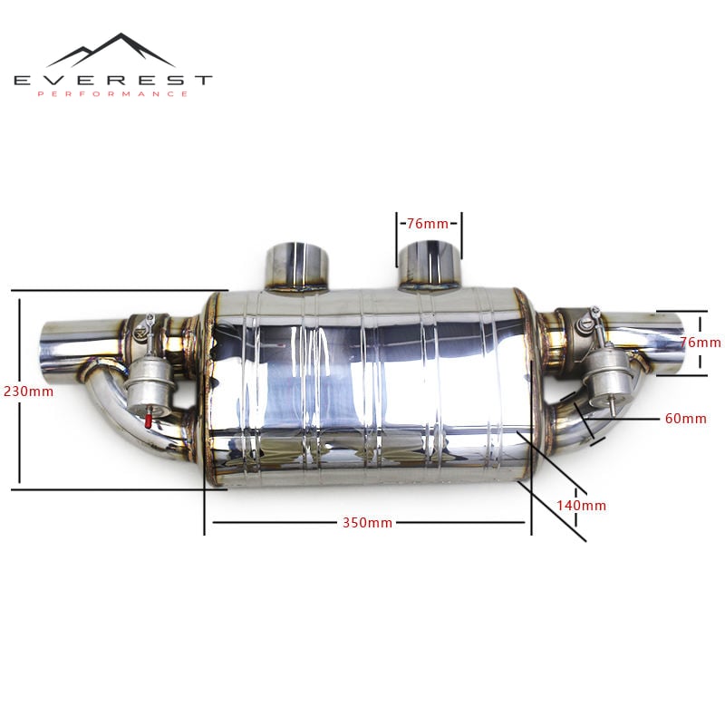 Performance Exhaust Valved Remote Control Horizontal Muffler Exhaust Cutout for All Car Model Universal Escape Muffler