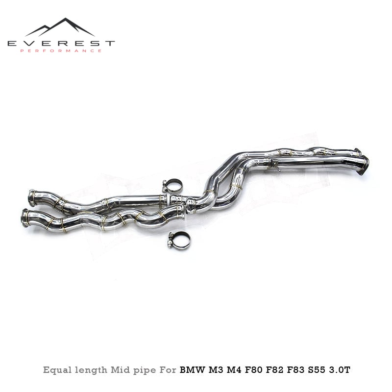 Stainless Steel Mid Pipe 2014-2019 for BMW M3/M4 F80 F82 F83 S55 3.0T F80 Motorsport Exhaust Pipes Equal Length Middle Pipe