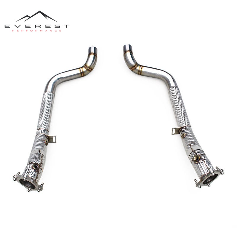 SS304 Exhaust Downpipe for Porsche Panamera 970.2 3.0T/4.8L/4.8T 2014-2016 With Heat Shield Free Flow Downpipe