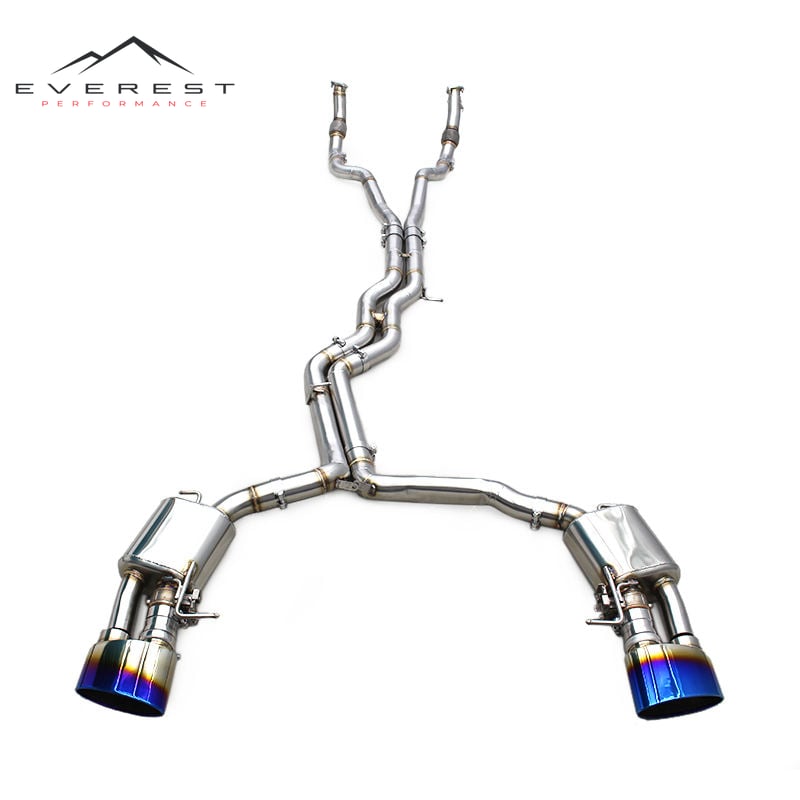 Exhaust Pipes for Audi RS6/RS7 C8 4.0T 2019-2023 Stainless Steel Muffler Catback Valvetronic Burnt Blue Tips