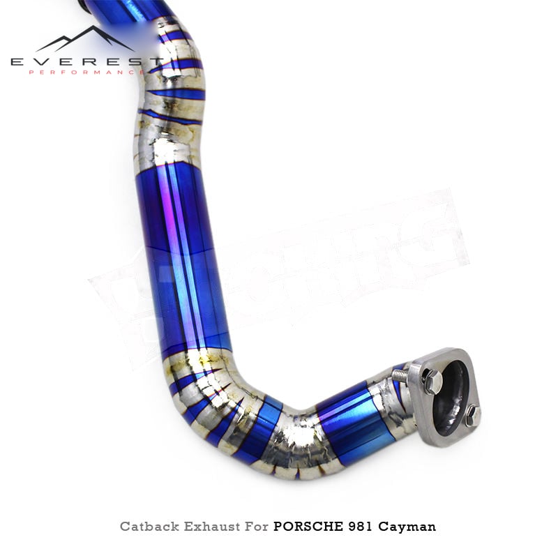 Titanium Exhaust Pipe System for Porsche 981 Cayman 2.7 3.4 2013-2016 Straight Through Burnt Blue Lightweight Performance