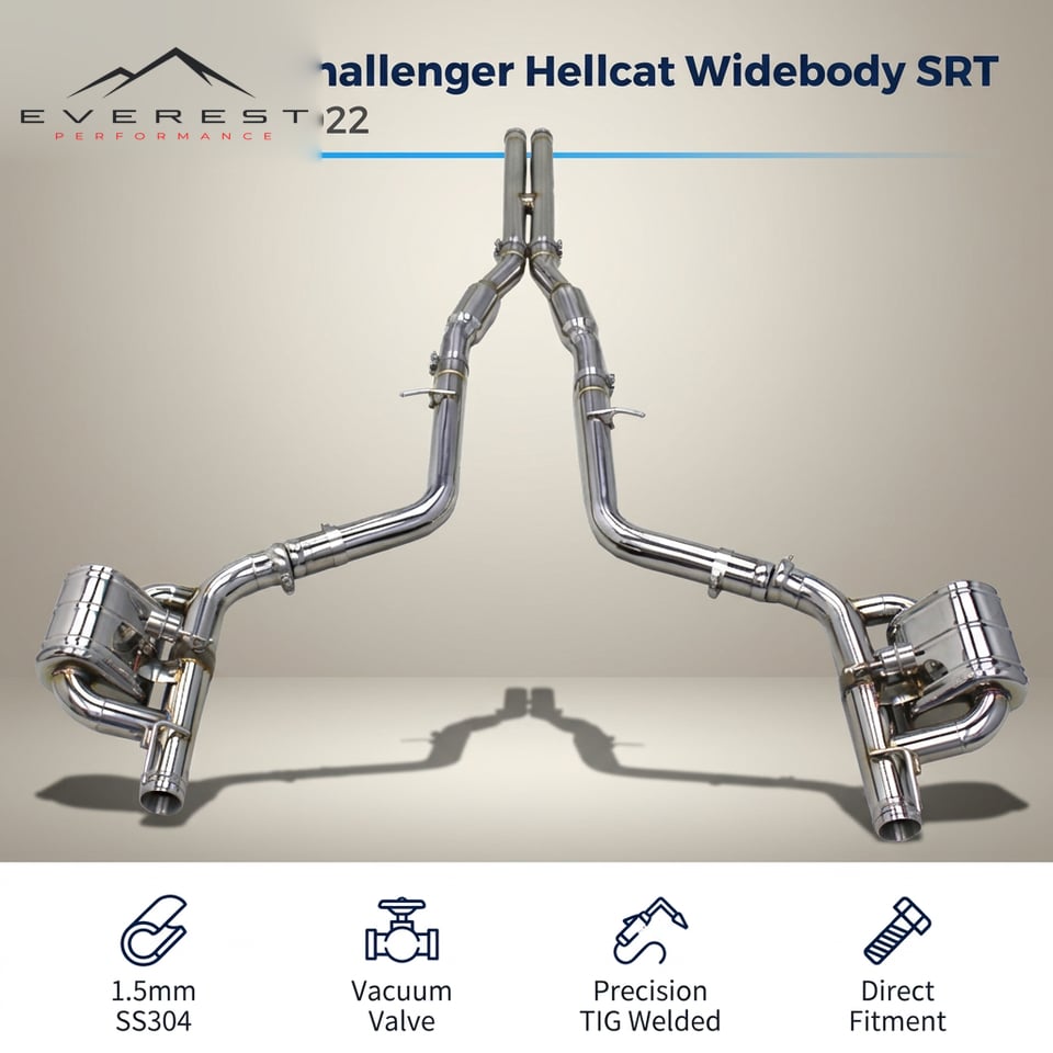 SS304L Exhaust Pipe System for Dodge Challenger Hellcat Widbody SRT 6.2T 2016-2022 High-quality Vacuum Valves Catback Exhaust