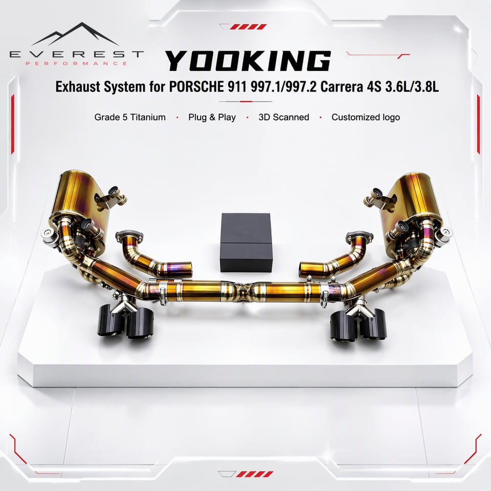 Valvetronic Catback Exhaust Pipe for Porsche 911 997.1/997.2 Carrera 4S 3.6L/3.8L 2004-2012 Titanium Exhaust Muffler Pipe