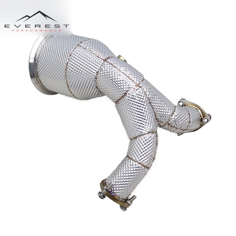 SS304 Exhaust Downpipe ForAUDI S4/S5 B9 3.0T 2019-2023 With Heat Shield Free Flow Exhaust Pipe
