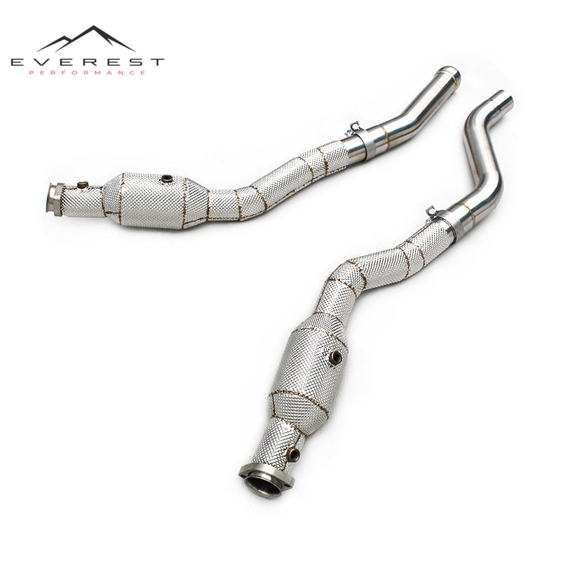 Custom Turbo Catted Downpipe for Mercedes-Benz GLS63 AMG W166 5.5T 2015-2019 SS304 Exhaust High Flow Downpipe