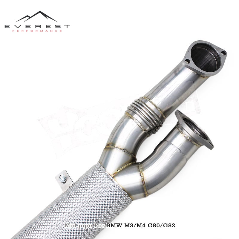 Excusyom SUS304 4'' Single Midpipe with Heat Shield Exhaust Pipes for BMW M3/M4 G80/G82/G83 S58 3.0T 2021-2024 High Quality
