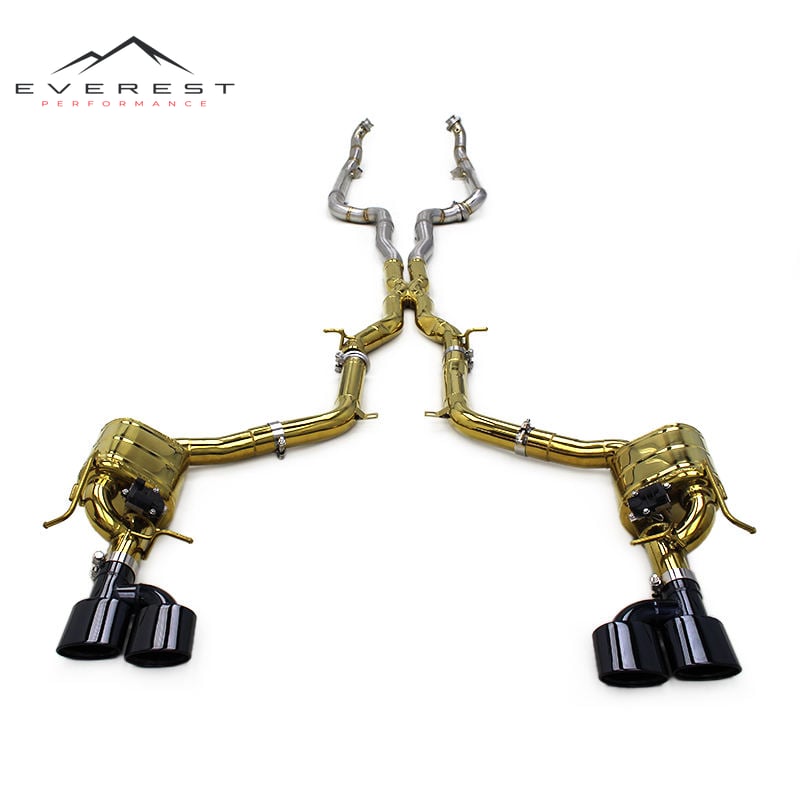 Plate Gold Exhaust Pipes for Mercedes-Benz C63 AMG W204 6.2L 2011-2015 Valvetronic Rebound System Catback