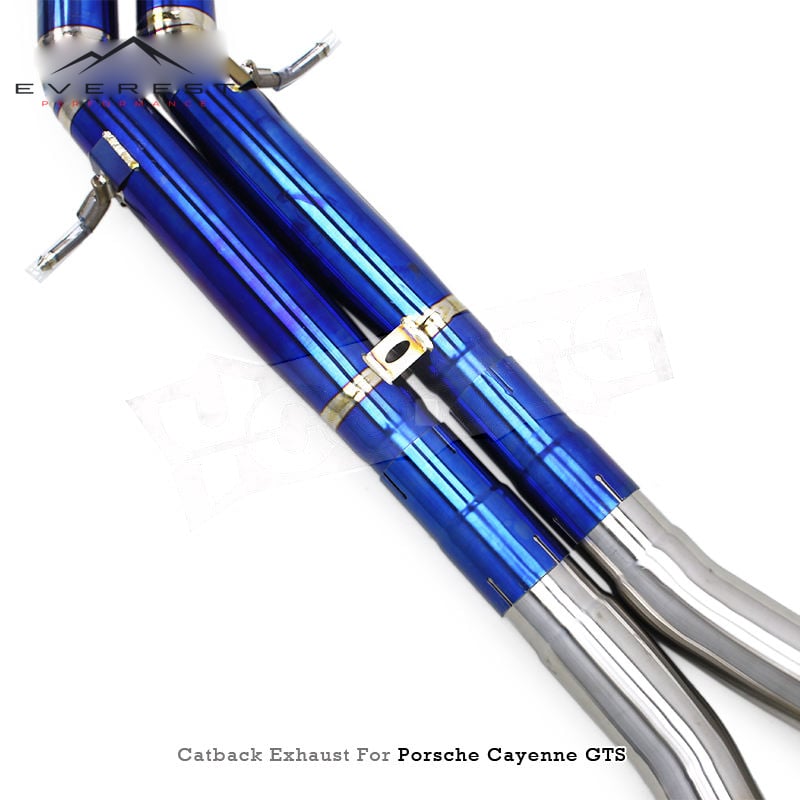 Racing Titanium Full Exhaust Pipes for Porsche Cayenne GTS 4.0T 2019-2024 With SS304 Downpipe Valved Muffler Catback Exhaust