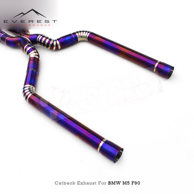 Racing Titanium Exhaust X Pipes for BMW M5/M6 F90 LCI 4.4TT 2018-2024 Valvetronic Muffler Catback With Remote Control Black Tips