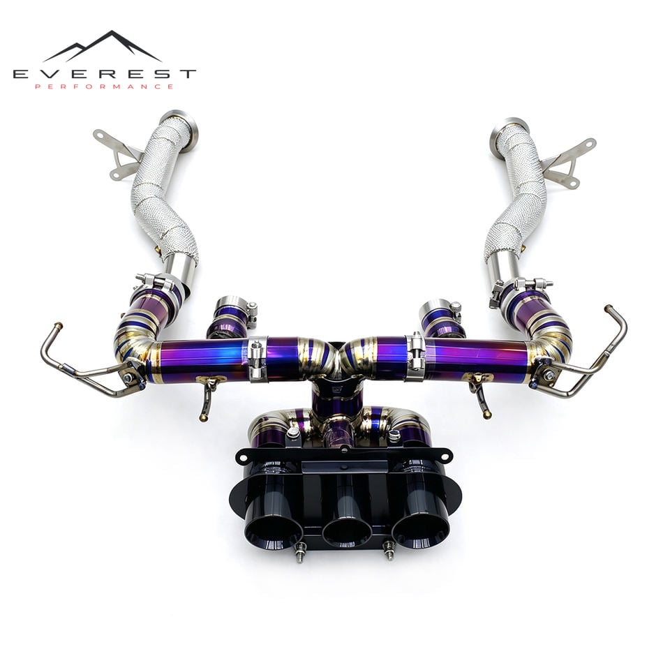 Titanium Full Exhaust System for Ferrari 458 4.5L 2011-2016 SS304 Downpipe Direct Exhaust Pipe Muffler with Three Exits Tips