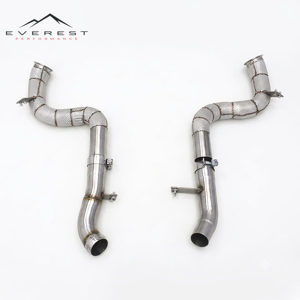 Racing SS304 Exhaust Downpipe for Mercedes Benz GLC63 AMG 4.0T 2018-2019 Straight / High Flow Catted Downpipes 100/200/300 Cells