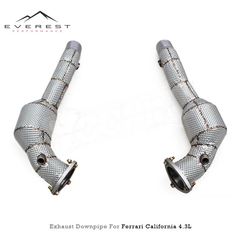 Racing High Flow Exhaust Downpipe with 200 Cells Catalyst for Ferrari California 4.3L 2009-2014 Stainless Steel Catted Downpipes