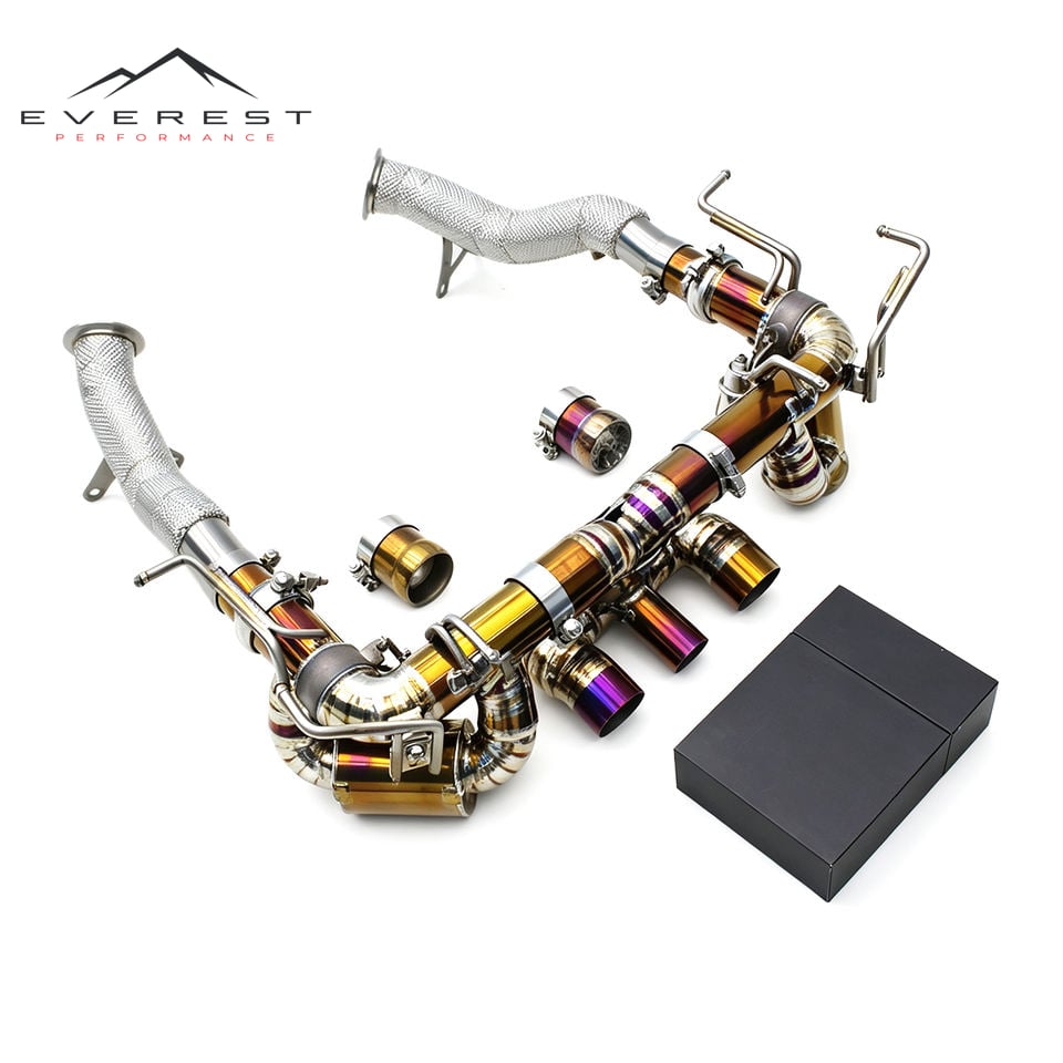 Racing Titanium Exhaust Pipe Muffler with Vacuum Control for Ferrari 458 4.5L 2011-2016 Catback Exhaust with Downpipe