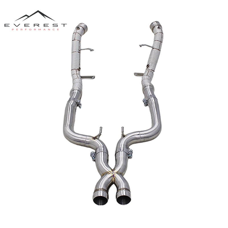 X Pipe Exhaust Downpipe for Mercedes-Benz S65 AMG W222 V12 6.0 2014-2019 Turbo Downpipe Heat Shield Exhaust Header