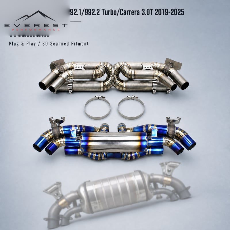 3D Scanned Fitment Axleback for Porsche 911 992/992.1/992.2 Turbo/Carrera 3.0 2019-2025 Titanium Supersport Rear Muffler Section