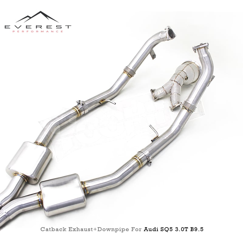 Racing Valvetronic Full Catback Exhaust Pipes for Audi SQ5 8R/FY 3.0T 2016-2024 Titanium with Valved Muffler+Catted Downpipes