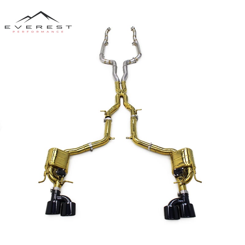 Auto Valved Sport Exhaust Pipe for Mercedes-Benz C63 AMG W204 6.2 2011-2015 Stainless Steel Plating Gold Catback Sport Downpipe
