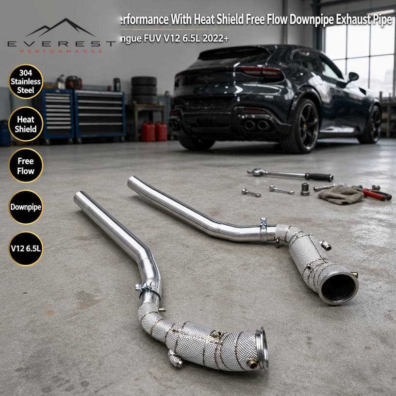 Stainless Steel Performance With Heat Shield Free Flow Downpipe Exhaust Pipe for Ferrari Purosangue FUV V12 6.5L 2022+