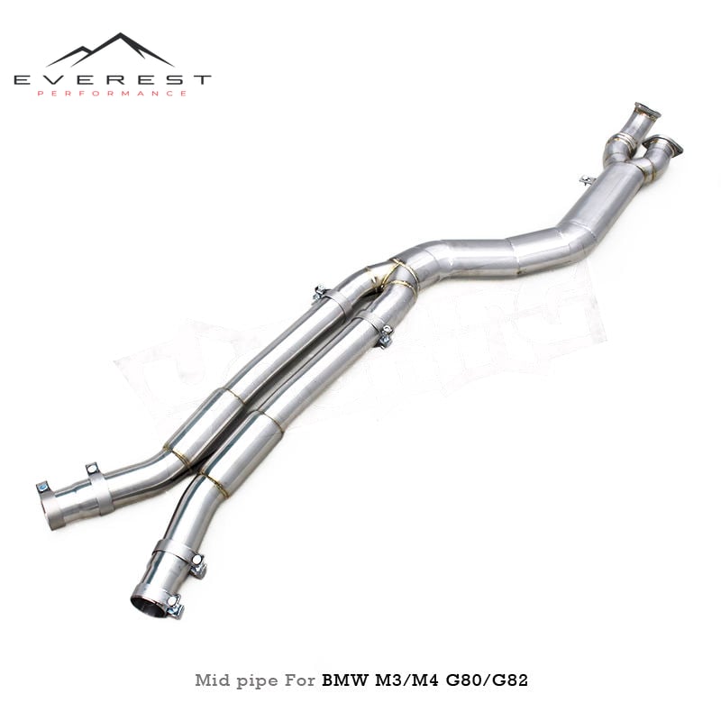 Heat Insulation Resonator Mid Pipes for BMW M3/M4 G80/G82/G83 S58 3.0T 2021-2024 Newest Design SUS304 Exhaust Pipes