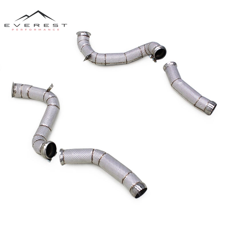 Exhaust Downpipe for Mercedes-Benz C63/C63S AMG W205 4.0T 2015-2020 Heat Shield Stainless Steel Exhaust Pipe Straight Header
