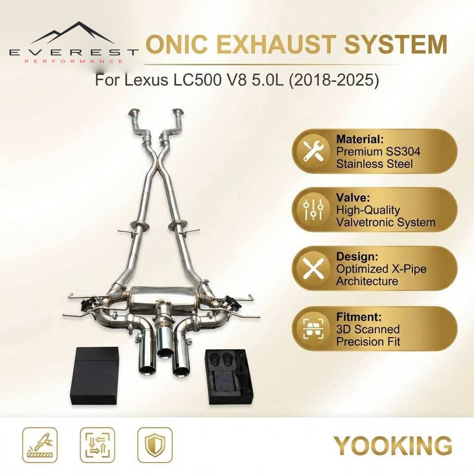 SS304L Exhaust Pipe System for Lexus LC500 V8 5.0L 2018-2025 Racing Valvetronic Catback Exhaust